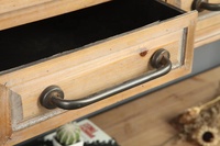 Table console d'entrée d'angle avec rangement, meuble de salon Innova Home, cadre en métal noir et plateau en bois