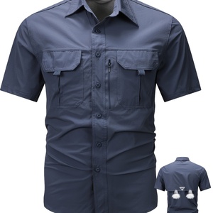 Chemise Sportive Tricotée pour Homme – Tendance Estivale, Couleur Unie, Manches Courtes, Col Rond, Vêtement de Travail, Séchage Rapide, Respirante, Anti-Plis - Product Image 6
