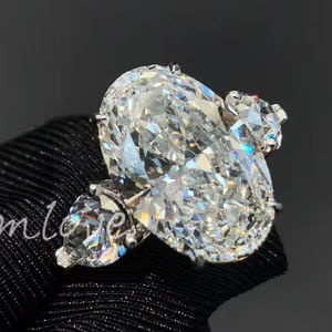 实验室种植钻石结婚戒指-18k金CVD 10ct女性带祖母绿切割复古和定制永恒珠宝 - Product Image 3