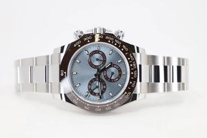 2025 Men's Mechanical Watch with Ice Blue Dial and <b>Chronograph</b>, Panda Style with Steel Strap - Product Image 2