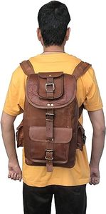 Sac à dos en cuir pleine fleur marron fermeture à glissière unisexe avec sac à dos en papier souple cadeau de fête des mères - Product Image 4