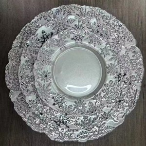 Plaques de chargeur en verre de haute qualité motif de <span class=keywords><strong>neige</strong></span> de noël blanc fêtes de mariage et décoration de la maison technique gravée - Product Image 1