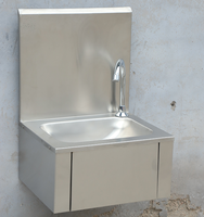 Évier chirurgical en acier inoxydable, lavabo médical mural avec panneau arrière anti-éclaboussures, conception robuste en acier 304, grande capacité, résistant à la corrosion