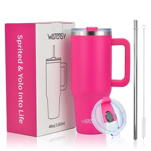 Luxury 40oz Stainless Steel <b>Beer</b> Tumbler with Handle Metal Straw American Style Travel Coffee Camping Thermoses Car Cup Handgrip - Product Image 2