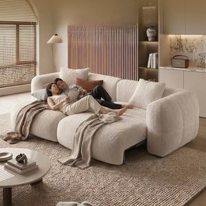 Canapé électrique style crème pour salon, 3 places, rangée droite, confortable, modulaire, en tissu chenille velours, canapé-lit extensible - Product Image 2