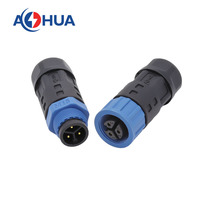 Konektor Luar Ruangan AHUA Male to Female M15 2 Pin Tahan Air IP68 untuk Catu Daya 10A 1.5 1.0 Kabel