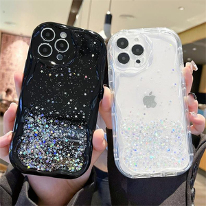 Funda de Teléfono de Silicona Suave con Purpurina y Estrellas Transparentes, Estilo Coreano, para Mujer, para iPhone 15 Pro Max 16 Plus 17 - Product Image 1