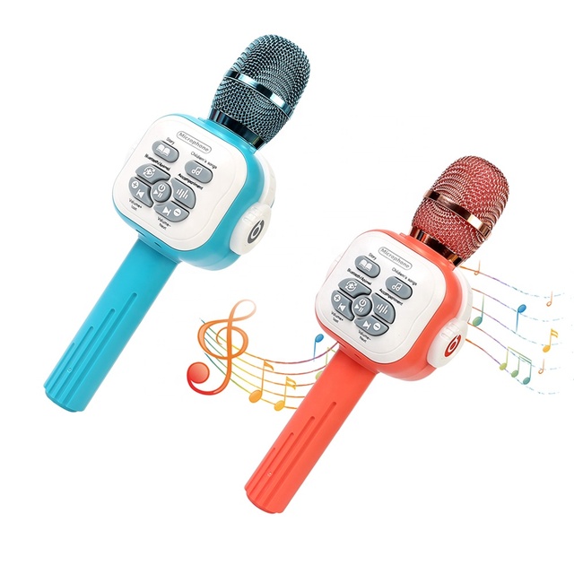 2022 Toy Musical Instrument Karaoke Wireless Handheld Microphone Toys for Kids KTV Singing With LED Light Music Toy Educational