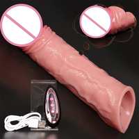 Housse de pénis vibrante en silicone à 9 vitesses avec télécommande sans fil et fonction chauffante, extension de pénis, jouets sexuels pour hommes et couples