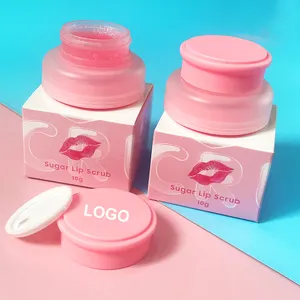 Exfoliante labial de azúcar con logotipo personalizado, maquillaje vegano Libre de crueldad, exfoliante labial con sabor a fresa y menta, Etiqueta Privada