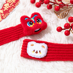 Cute new woolen pet <b>scarf</b>/bib for cats and dogs, warm accessories for dogs, festive <b>red</b> for the New Year. - Product Image 2