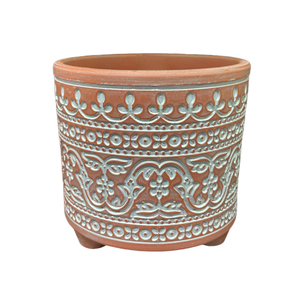 Vente en gros de pots de fleurs en PP de 6 pouces à motif sculpté vintage, <span class=keywords><strong>pieds</strong></span> de <span class=keywords><strong>pot</strong></span> de fleurs en PP, aspect vieilli, légers, durables, avec trou de drainage, pour la maison - Product Image 4