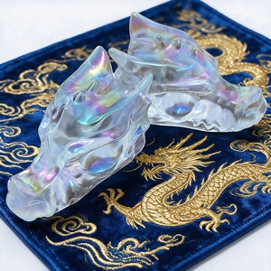 Série de statues de têtes de dragon en cristal, vente en gros, très demandées, pour l'attraction de richesse, pierre décorative sculptée, pierre brute, pierre concassée - Product Image 5