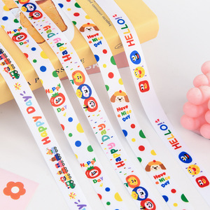 Cute Cartoon Ribbon Spool 2B33 Polyester Digital Printing Birthday Gift Decoration Bow Packaging - Product Image 2
