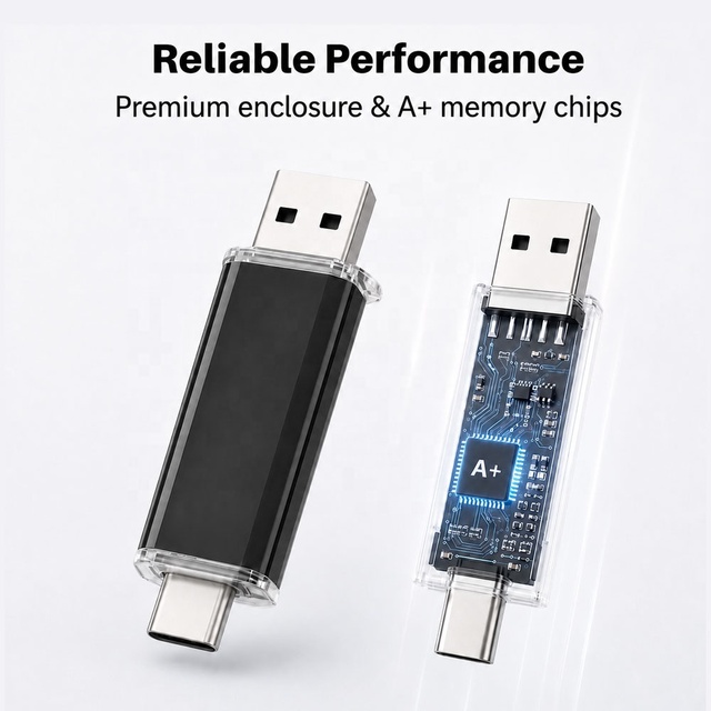 Nandstor OEM Custom Logo 2-in-1 OTG USB Flash Drive USB Stick Factory Wholesale 32GB 64GB 128GB 256GB 512GB Type-C Thumb Drive