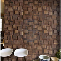 Panneaux muraux 3D en noyer 100% naturel, mosaïque hexagonale en bois massif pour la rénovation des murs de la maison