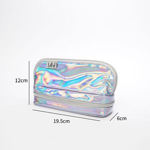 <b>Makeup</b> Pencil Bag Iridescent Zipper Cosmetic Bag PU Leather Beauty Pouch Custom Logo MOQ 100pcs - Product Image 3