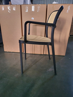 Fauteuil empilable moderne H-766A en plastique PP, bicolore, pour extérieur, avec assise respirante en imitation tressée et impression UV