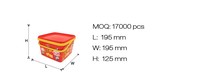 Vente en gros Emballage IML carré 600g récipient en plastique jetable pour biscuits et biscuits avec poignée