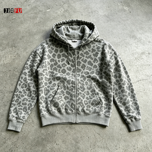<span class=keywords><strong>Sweat</strong></span>-shirts <span class=keywords><strong>à</strong></span> <span class=keywords><strong>capuche</strong></span> pour hommes, surdimensionnés, zippés, de haute qualité, streetwear, imprimé léopard Y2K, pour hommes, fournisseur personnalisé - Product Image 3