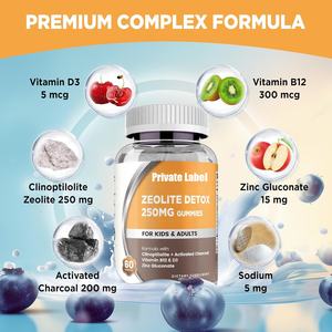 Complément alimentaire à base de zéolite à croquer Vitadiscovery pour enfants et adultes, gommes détoxifiantes, clinoptilolite, <span class=keywords><strong>charbon</strong></span> de bois activé, vitamine B12, D3 pour l'intestin - Product Image 3