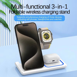 Soporte de cargador inalámbrico 3 en 1 para iPhone 16 15 14 13 12 <span class=keywords><strong>Apple</strong></span> <span class=keywords><strong>Watch</strong></span> S10/9/8 <span class=keywords><strong>Airpods</strong></span> 4 <span class=keywords><strong>Pro</strong></span> <span class=keywords><strong>2</strong></span> Estación de carga rápida plegable - Product Image 5