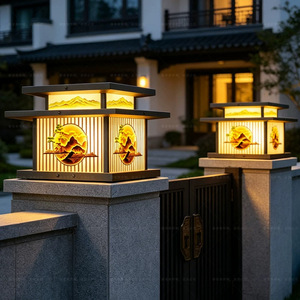 Lámparas Solares de Pilar para Exteriores, Estilo Chino Moderno, Lámpara de Pared LED de Acero Inoxidable para Puerta de Villa, Poste, Patio, Jardín ZD-003 - Product Image 3