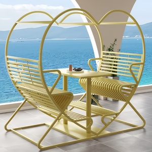 Ensemble de table et de chaises pour couple en plein air, meubles de <span class=keywords><strong>bistrot</strong></span> en métal en forme de cœur pour jardin, patio, hôtel, complexe hôtelier - Product Image 5