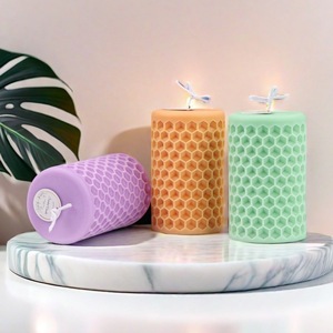 Honeycomb Cylindrical Silicone <b>Mold</b> For <b>Candle</b> Making DIY Home Decoration Craft Tool Plaster <b>Mold</b> Transparent White - Product Image 2