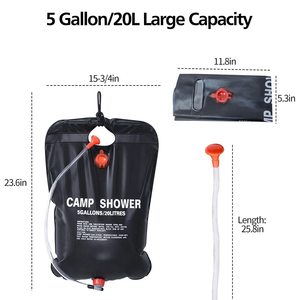 Ensemble de douche solaire d'urgence TOMITOMO, 5 gallons/20L, plastique portable, tuyau amovible, pomme de douche à interrupteur marche/arrêt, <span class=keywords><strong>camping</strong></span> - Product Image 5