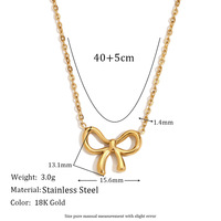 Ensemble collier et boucles d'oreilles HL minimaliste en acier inoxydable plaqué or 316L 18K avec nœud papillon, bijoux tendance