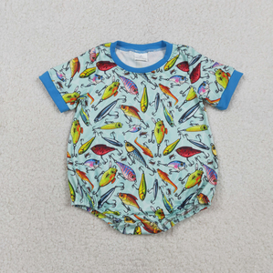 Rompers de Manga Corta para Bebés con Estampado Bordado de Pesca y Caza - Product Image 3