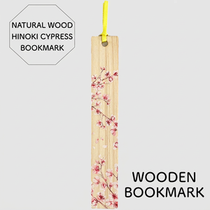 [Fabriqué au Japon] Marque-page en bois de Hinoki, motif fleur de cerisier, style classique, impression numérique - Bois naturel de cyprès Hinoki japonais - Product Image 2