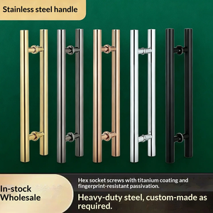 Stainless Steel Round Tube Handle for Glass <strong>Doors</strong>, Black and Rose <strong>Gold</strong> Fingerprint-free Large Handle for Wooden Sliding <strong>Doors</strong> - Product Image 5