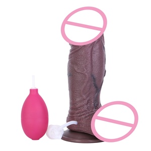 2.56'' Thick Foreskin Black Penis Real Ejaculating <b>Dildo</b> 2in 1 Penis Silicone Squirtuing Sex Toy with Suction Cup Adult Pleasure - Product Image 3
