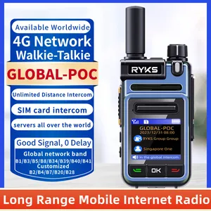 Global-Intercom 4G PoC Internet Two-Way Radio MINI Sim Card Walkie Talkie Long Range 5000km Pair No Fee Intercom Platform