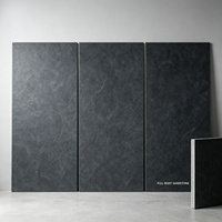 Dalle en pierre frittée 1200x2700x6mm gris foncé, aspect grès pleine masse avec texture naturelle fluide pour murs et sols modernes de luxe