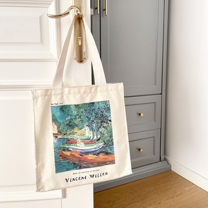 Sac à bandoulière en toile pliable avec fermeture éclair, motif Peinture à l'huile Van Gogh <span class=keywords><strong>Orsay</strong></span> Banque de la Seine, grande capacité, sac d'école pour étudiant, sac de transport quotidien - Product Image 4