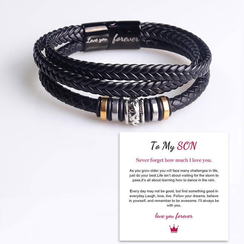 Black-Bracelet + to My Son