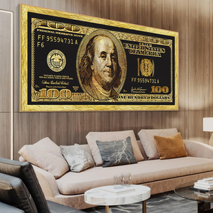 Golden Dollar Inspirational Canvas Art poster e stampe Silver Money Canvas Paintings On the Wall Art Picture For Living Room - Product Image 2