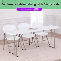 Table pliante rectangulaire en plastique minimaliste moderne, écologique, avec coussin imperméable, cadre en métal durable, mobilier d'extérieur