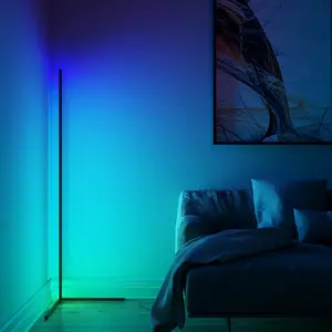 Renkli Led Modern ayakta endüstriyel lamba uzun ayakta kutup lamba ışığı ing Led Rgb renk değiştiren köşe kat lamba ışığı