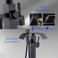 Robinet de salle de bain moderne en laiton sur pied avec douchette à main, bec cascade pour baignoire, monocommande, effet pluie, pour appartement