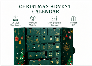 Custom Dark Green 24 Days Advent Calendar <b>Box</b> with Drawers Rigid Cardboard <b>Christmas</b> Blind <b>Box</b> Mystery Packaging Wholesale - Product Image 3