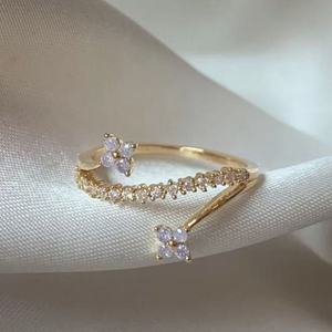 レディース絶妙なリング銅メッキ18Kゴールド甘い薄いリング - Product Image 3