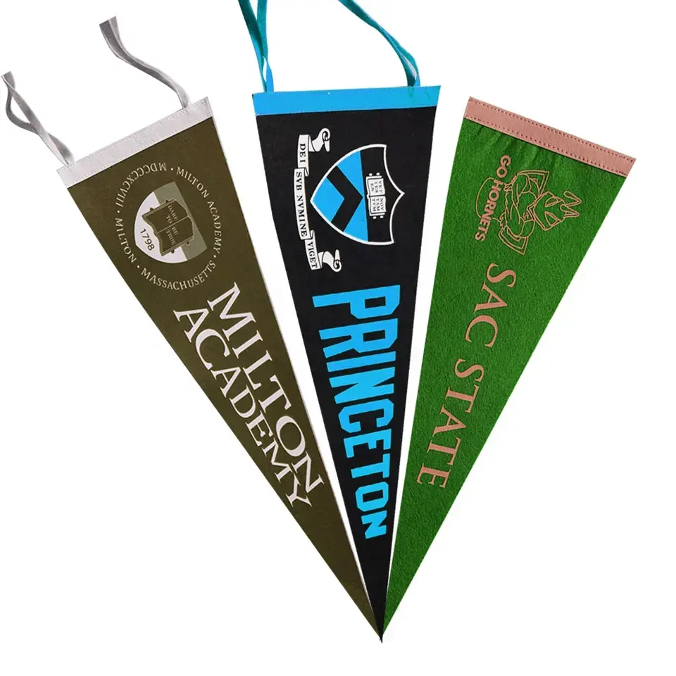 Sunshine Factory Custom printed decoration hanging triangle pennant string wool felt sport bunting flags