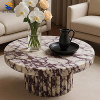 Table basse moderne en marbre poli KT STONE, grand centre de table pour salon, idéale pour la décoration élégante des villas et des maisons.