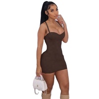 Robe mini moulante sexy à fines bretelles pour femme, en spandex, taille haute, tenue de club, robe de soirée, été 2023