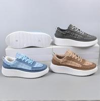Baskets décontractées plates pour femmes, style rétro classique, bleu, inspirées des modèles allemands, collection Printemps-Automne 2025, avec amorti confortable et soutien de la voûte plantaire, respirantes