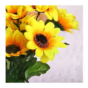 7 Köpfe Seide Sonnenblumen strauß Künstliche Blumen Günstige Blumen für Zuhause Hochzeit Dekorative Blumen